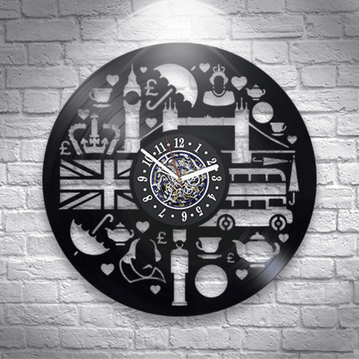 London Wall Clock Made From Vinyl Record, Unique Gift For Travel Lover, Christmas Gift, Wall Hangings Art Decor