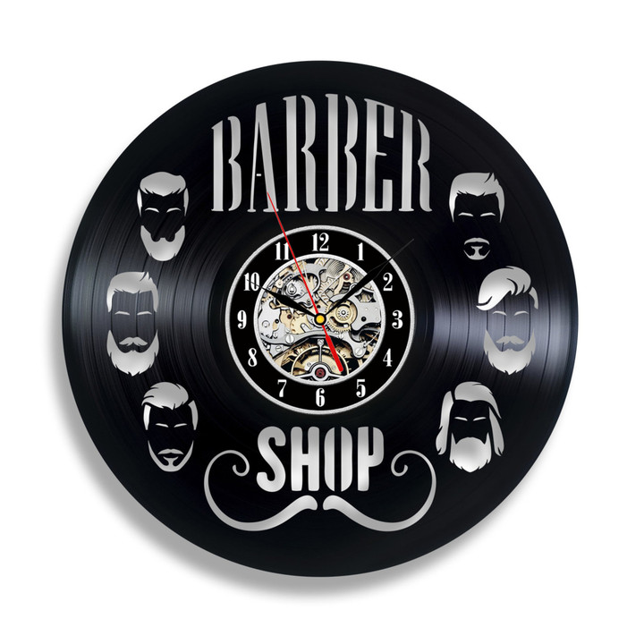 Barber Shop Vinyl Record Clock Unique Art For Hair Salon Original Wall Decor Birthday Gift For Barber