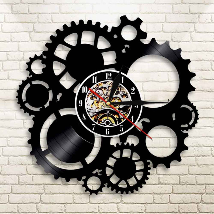 Gear Vinyl Record Clock Creative Clock With Bright Led Lights Room Decoration Unique Design Clock Birthday Gift