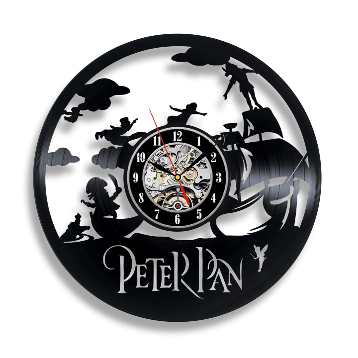 Peter Pan Vinyl Record Round Clock Boys Room Wall Art Modern Home Decor Halloween Gifts For Child