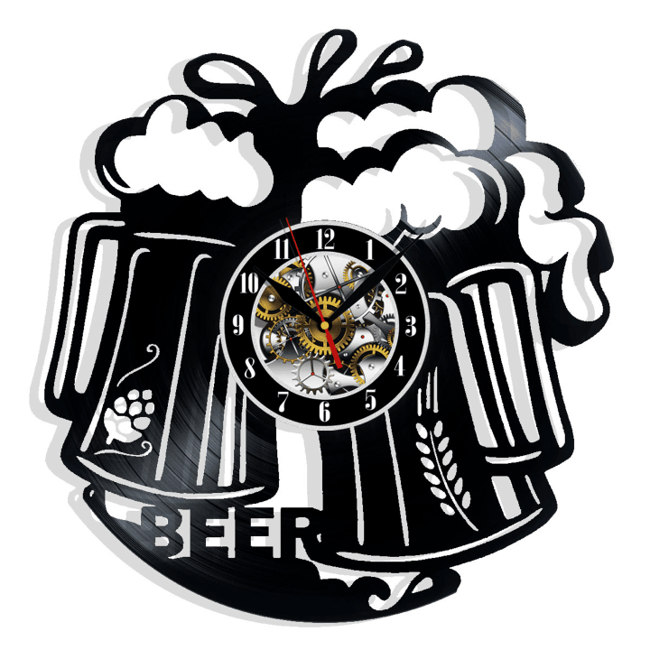 Beer Pub Brasserie Vinyl Record Wall Clock Gifts For Him Her Kids Decor For Home Bedroom Bathroom Kitchen Art Surprise Ideas For Friends