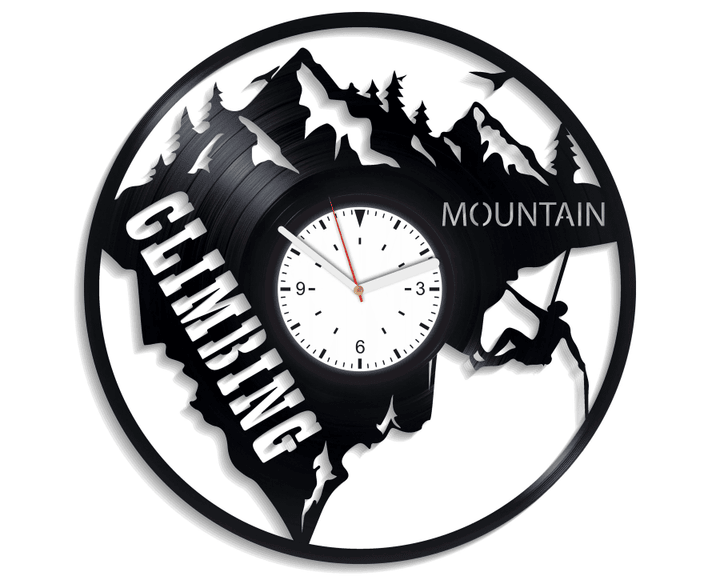 Climbing Mountains Wall Clock Made From Vinyl Record, Vintage Wall Decor For Home, Birthday Gift For Him Or Her , Original Art