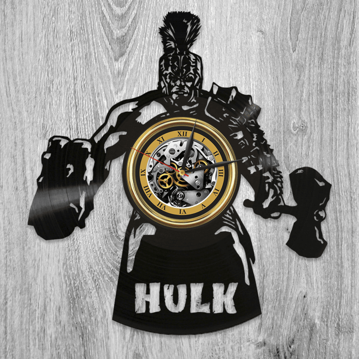 Hulk Vinyl Record Large Wall Clock Famous Comic Comics Decor Men Room Wall Art Xmas Gift For Him