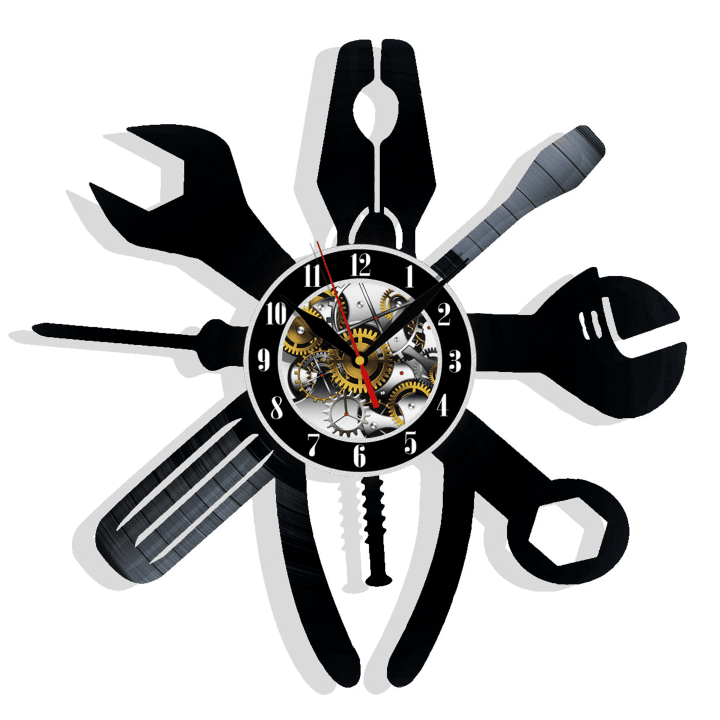 Mechanic Tools Garage Vinyl Record Wall Clock Gifts For Him Her Kids Decor For Home Bedroom Kitchen Art Surprise Ideas For Best Friends