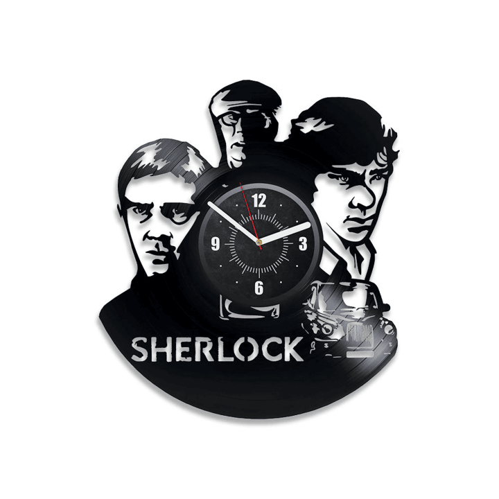 Sherlock Vinyl Record Silent Wall Clock Movie Lover Gift Sherlock Holmes Wall Art Original Decor For Dorm Wedding Gift For Bride