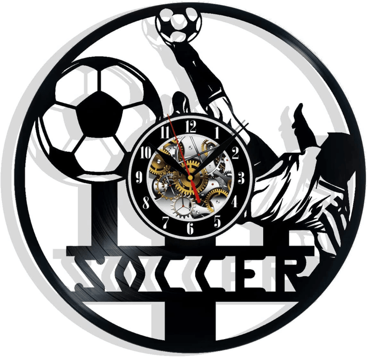 Soccer Vinyl Record Wall Clock Gifts For Him Her Kids Decor For Home Bedroom Bathroom Kitchen Art Surprise Ideas Friends