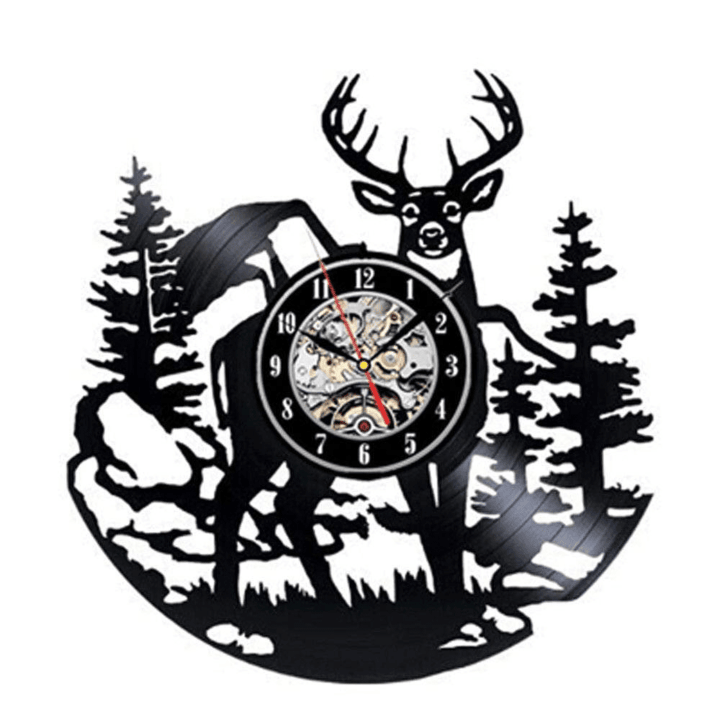 Forest Deer Vinyl Record Wall Clock - Deer Wall Decor - Deer Figure Gift Ideas