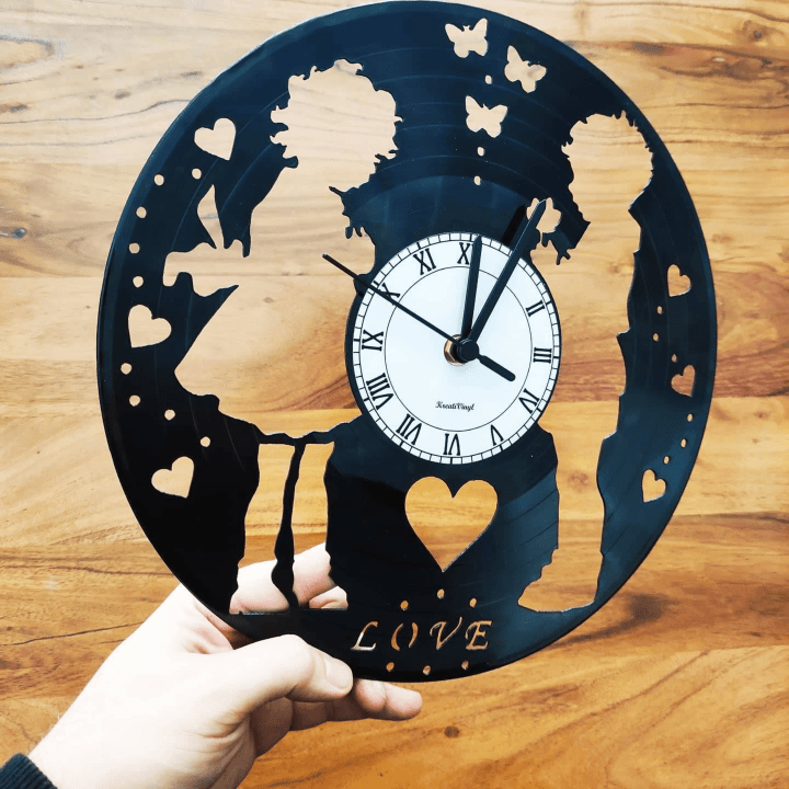 Love Vinyl Clock Kreativinyl Gift Idea Wall Clock Vinyl Clock