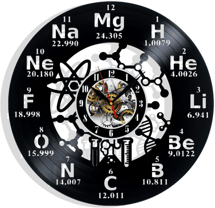 Chemistry Periodic Table Vinyl Record Wall Clock Gifts For Him Her Kids Decor For Home Bedroom Bathroom Kitchen Surprise Ideas Friends