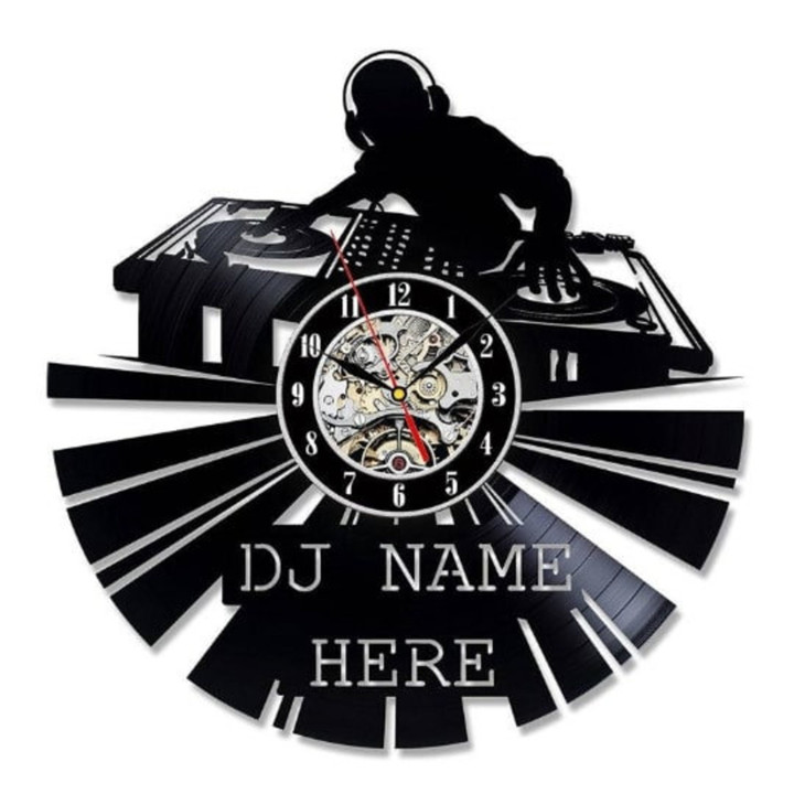 Dj Personalized Vinyl Record Wall Clock, Music Lover Decor Items, Vintage Wall Art For Musician, Christmas Gift Idea For Men