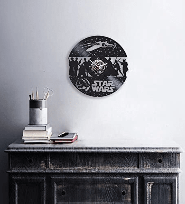 Star Wars Vinyl Record Wall Clock Movie Wall Decor New Home Gift For Her Creative Decor For House Sci Fi Art Fathers Day Gift