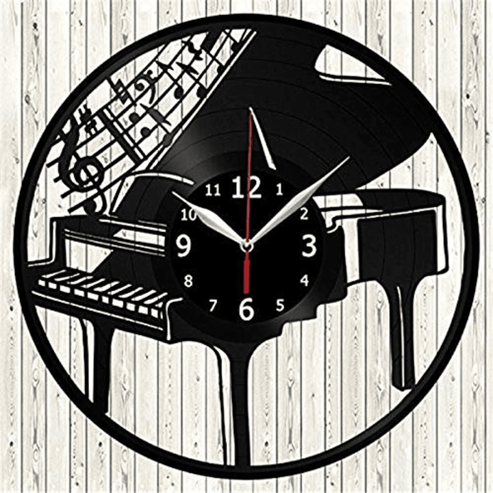 Piano Music Vinyl Record Wall Clock - Piano Wall Decor - Pianist Gift Ideas