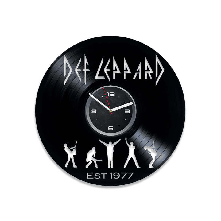 Def Leppard Vinyl Record Round Wall Clock Retro Decor For Men Bedroom Rock Band Wall Art Housewarming Gift For Parents