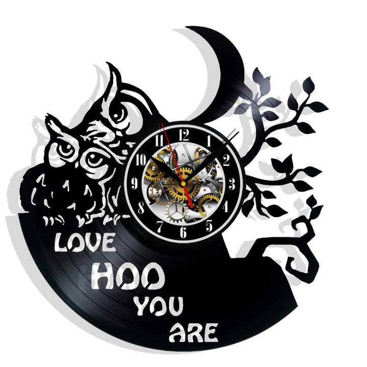 Owl Love Vinyl Record Wall Clock Gifts For Him Her Kids Decor For Home Bedroom Bathroom Kitchen Art Surprise Ideas For Best Friends