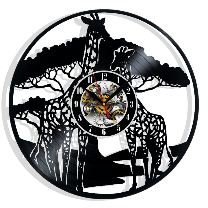Giraffe Animals Wildlife Wire Vinyl Record Wall Clock Gifts For Him Her Kids Decor For Home Bathroom Kitchen Art Surprise Ideas Friends