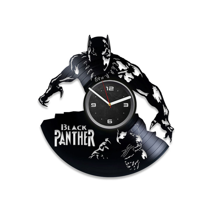 Wakanda Forever Vinyl Record Large Wall Clock Unique Decor For Boys Room Famous Comic Gift For Man Black Panther Artwork Bachelorette Gifts Ideas