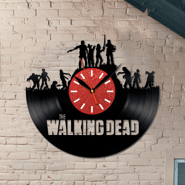 Walking Dead Movie Vinyl Record Clock, Vintage Wall Art, Anniversary Gift Idea For Men, Zombie Lover Gift, Wall Clock , Fantasy Movie