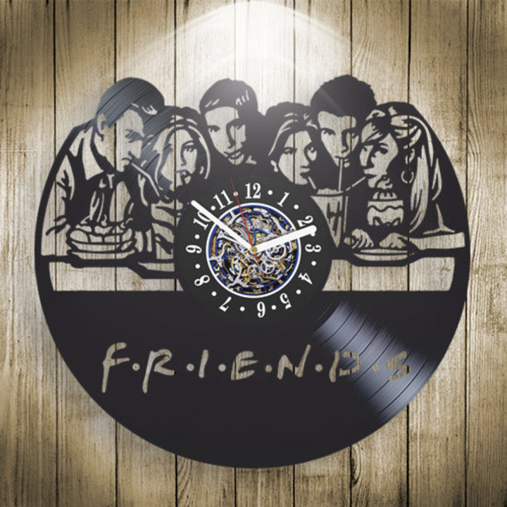 Friends Tv Show Vinyl Record Wall Clock, Office Wall Decor, Unique Original Art, Vintage Clock, Xmas Gift Idea For Friend