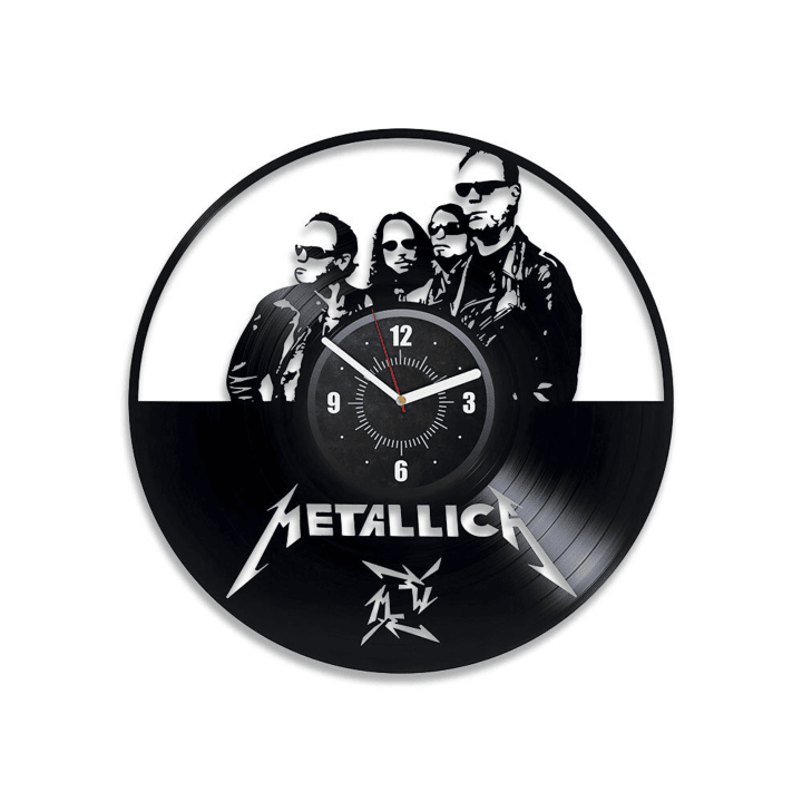 Rock Star Vinyl Record Round Wall Clock Heavy Metal Wall Decor Original Art For House Rock Band Wall Art New Year Gift For Husband