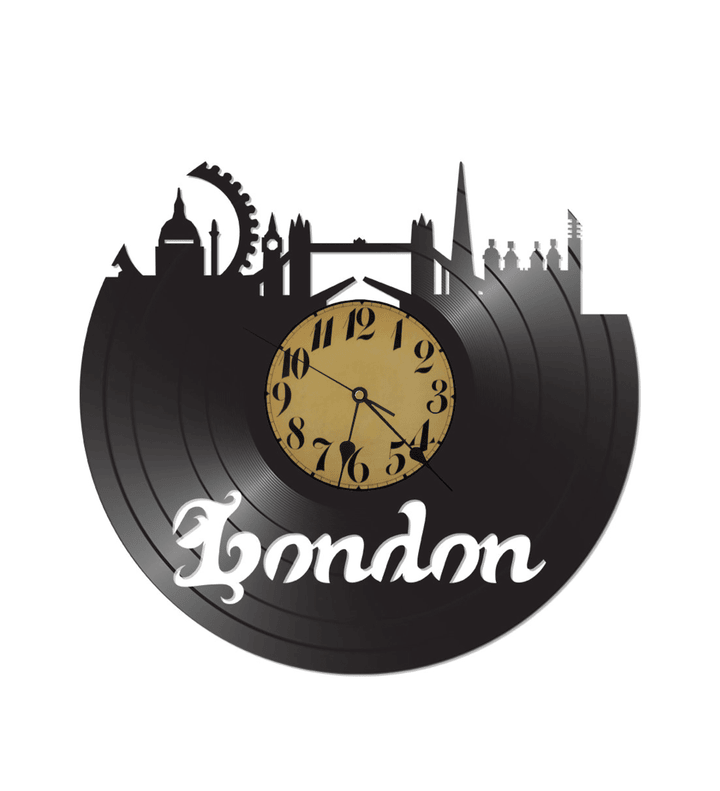 London Skyline Themed Vinyl Album Record Clock