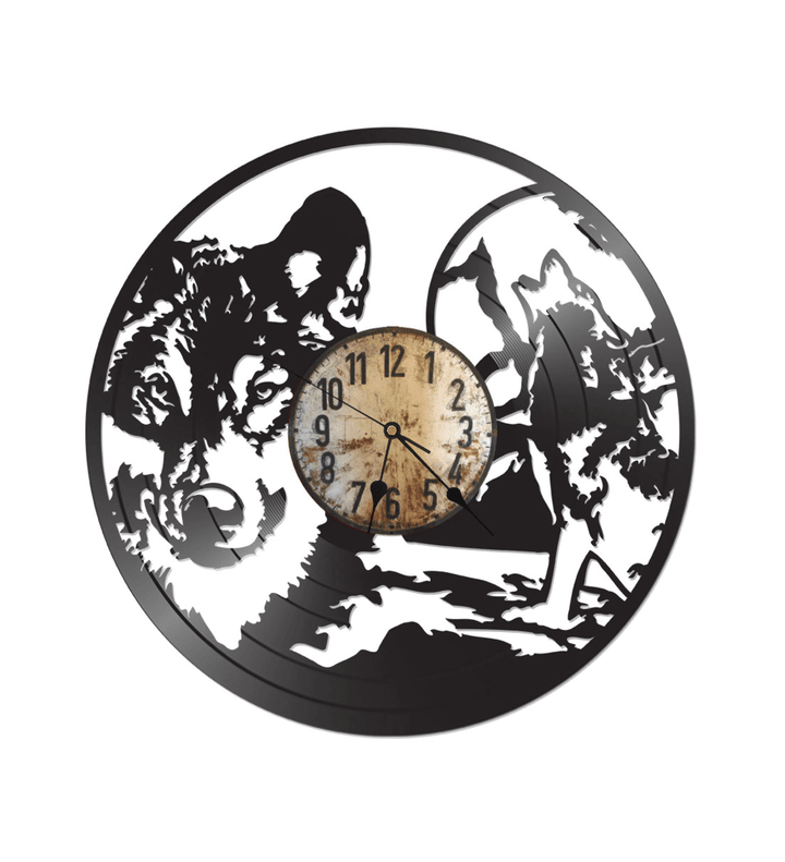 Wolf Scene Vinyl Record Clock