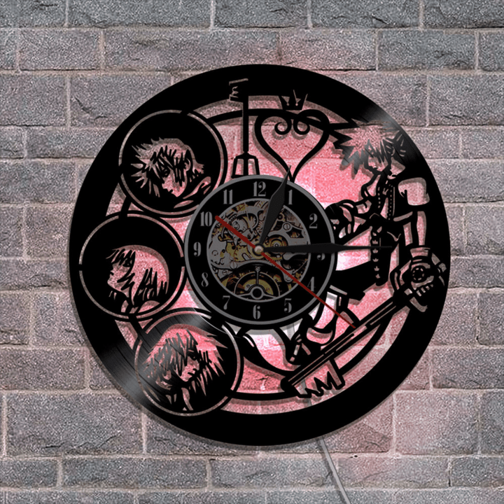 Kingdom Hearts Vinyl Record Clock With Bright Led Lights Room Decoration Unique Design Clock Birthday Gift