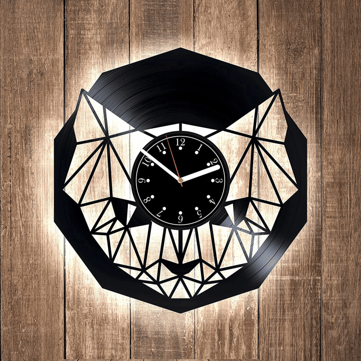 Cat Face Vinyl Record Lp Clock Animal Lover Gift Minimalist Decor For Home Anniversary Gift For Wife Cat Room Decor