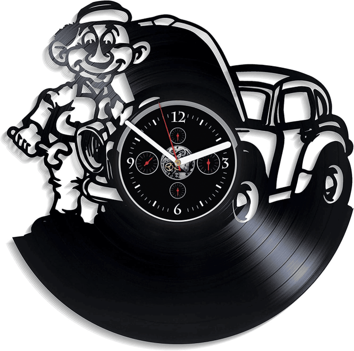 Mechanic Vinyl Record Wall Clock Car Lover Gift Modern Decor For Garage New Home Gift Ideas Gift For Business Owner