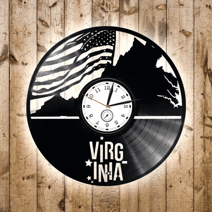 Virginia Vinyl Record Wall Clock Usa States Patriotic Decor For Home Moving Gift For Friend New Home Gift Ideas