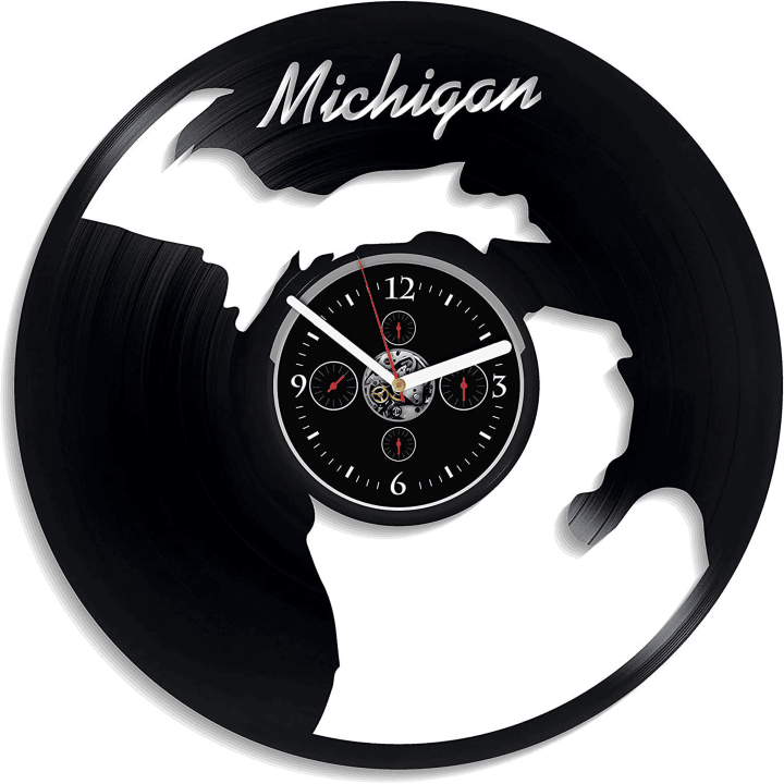 Michigan Vinyl Record Wall Clock Original Decor For Home Housewarming Gift For Couple Usa Cities States Art Home Decor Aesthetic