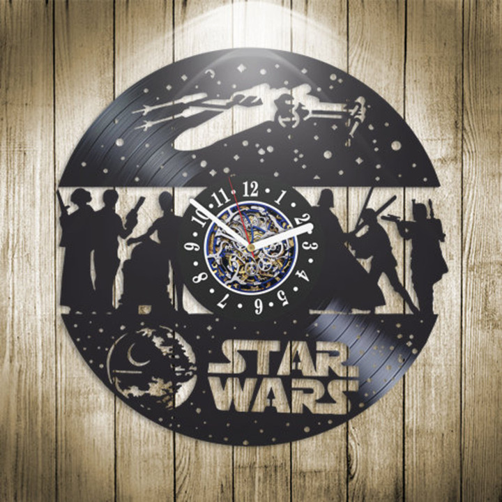 Star Wars Characters Vinyl Record Wall Clock, Star Wars Wall Art, Modern Decor Diy For Bedroom, Father&#39;S Day Gift Idea For Dad
