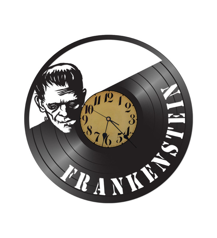 Vinyl Record Clock - Wall Clock - Frankenstein Decor - Halloween Clock - Horror Decor