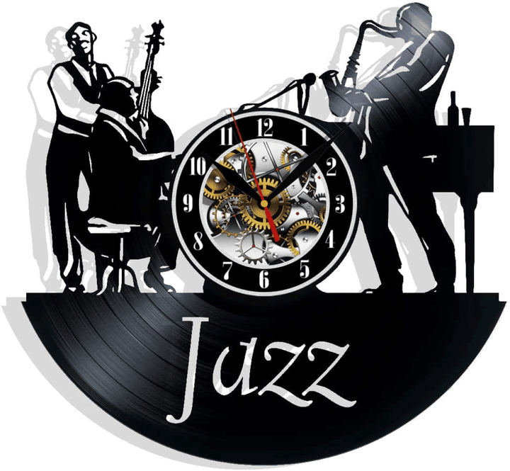 Music Jazz Vinyl Record Wall Clock Gifts For Him Her Kids Decor For Home Bedroom Bathroom Kitchen Art Surprise Ideas For Best Friends
