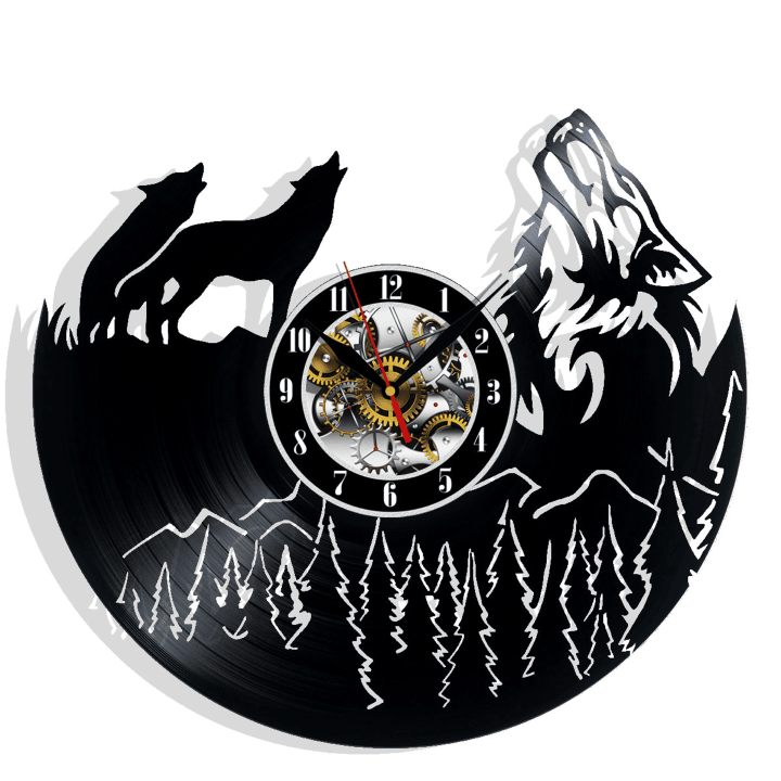Wolf Vinyl Record Wall Clock Gifts For Him Her Kids Decor For Home Bedroom Bathroom Kitchen Art Surprise Ideas For Best Friends