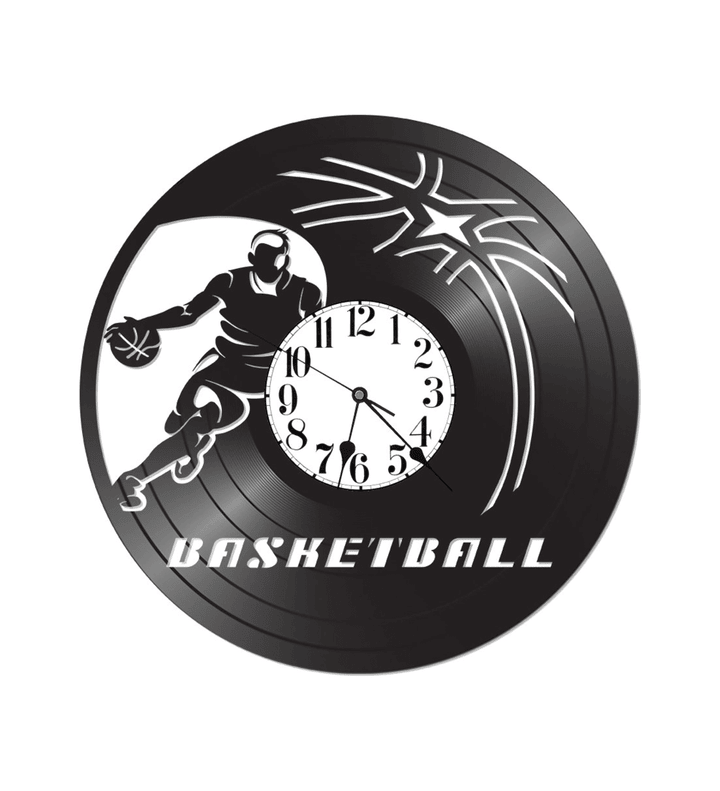 Vinyl Record Clock - Basketball Clock - Records For Wall - Vinyl Basketball Decor - Sports Decor
