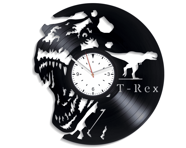 T Rex Dinosaur Wall Clock Made From Vinyl Record, Unique Gift For Kids, Housewarming Gift Idea, Wall Hangings Art Decor