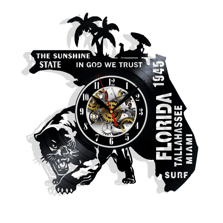 Florida State Vinyl Record Wall Clock Gifts For Him Her Kids Decor For Home Bedroom Bathroom Kitchen Art Surprise Ideas Friends