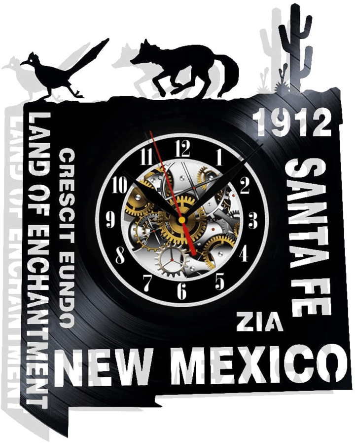 New Mexico Vinyl Record Wall Clock Gifts For Him Her Kids Decor For Home Bedroom Bathroom Kitchen Art Surprise Ideas Friends
