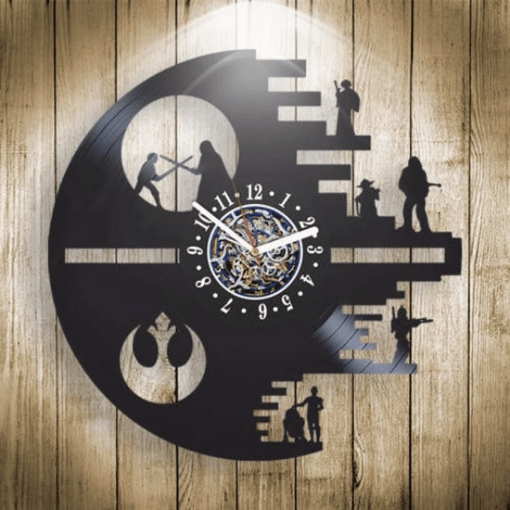 Star Wars Characters Wall Clock Made From Vinyl Record, Vintage Wall Decor, New Year Gift For Her, Original Unique Art