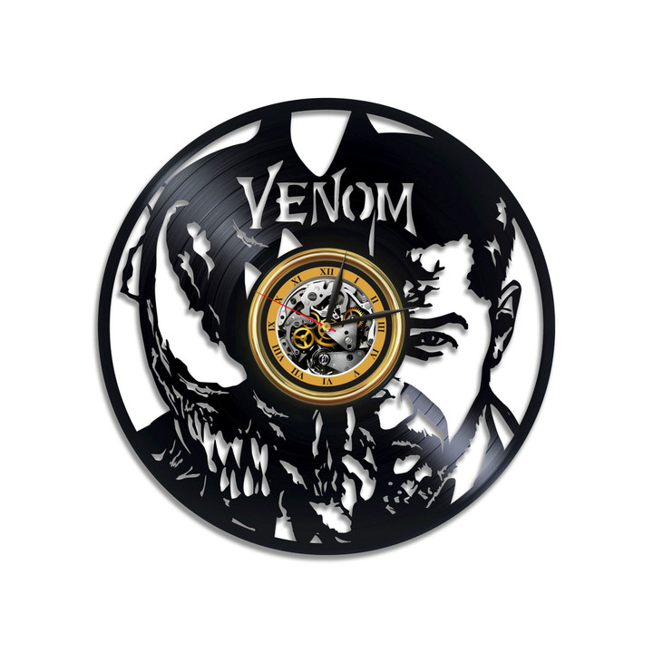 Venom Vinyl Record Black Wall Clock Famous Comics Universe Superhero Decor For Boy Bedroom Venom Wall Art Wedding Gift For Groom Famous Comics Gifts