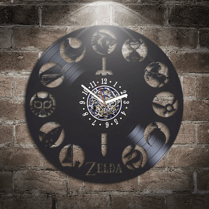 Zelda Symbols Vinyl Record Wall Clock Boy Bedroom Decor Laser Cut Vinyl Art Anniversary Gift For Him