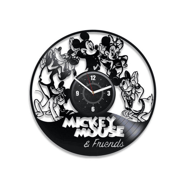 Mickey Mouse And Friends Vinyl Record Wall Clock Cartoon Gift Mickey Mouse Decor For Home Girls Room Wall Art Housewarming Gift For Kids