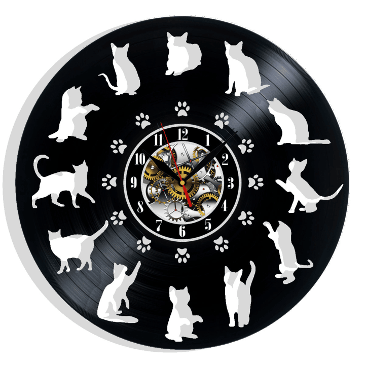 I Love Cats Kitten Vinyl Record Wall Clock Gifts For Him Her Kids Decor For Home Bedroom Bathroom Kitchen Art Surprise Ideas For Friends