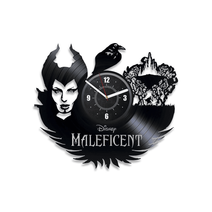Maleficent Vinyl Record Silent Wall Clock Movie Decor For Woman Room Maleficent Wall Art Maleficent Gifts Winter Holiday Gift For Girlfriend