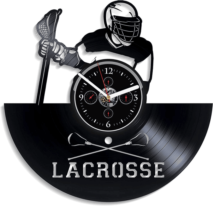 Lacrosse Vinyl Record Clock Unique Gift For Him Sports Decor For Boys Room Birthday Gift For Husband Original Wall Decor