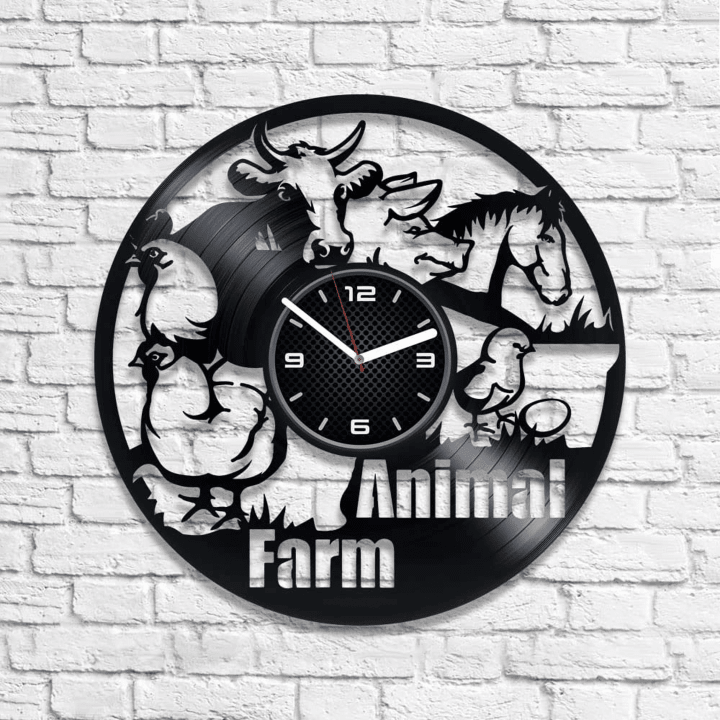 Animal Farm Vinyl Record Original Clock Animal Home Decor Rustic Decor For Kitchen New Home Gift For Family Village Art
