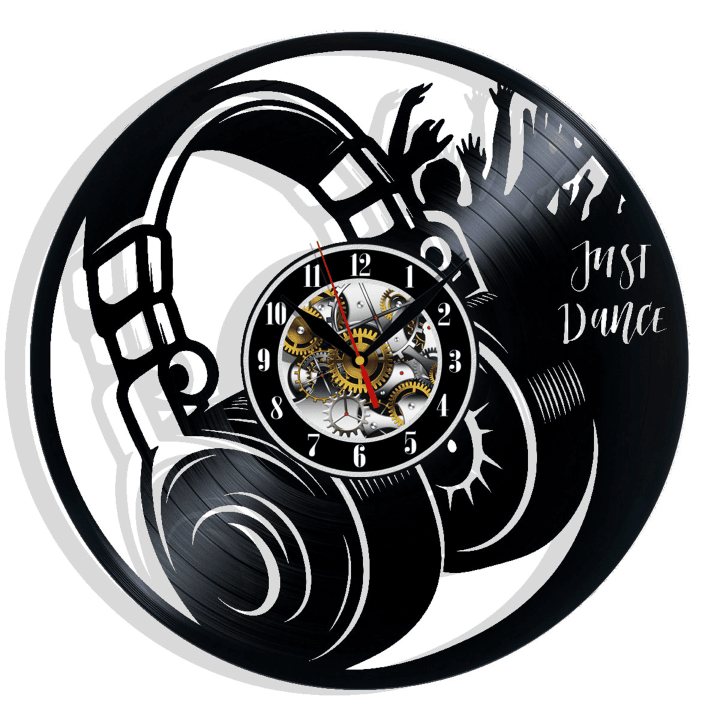 Music Headphones Just Dance Vinyl Record Wall Clock Gifts For Him Her Kids Decor For Home Bedroom Art Surprise Ideas For Best Friends