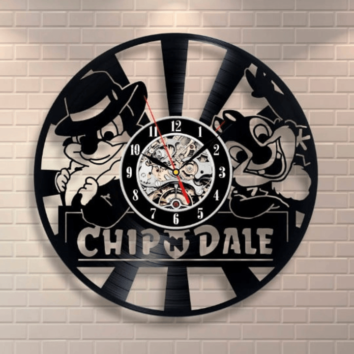 Chip And Dale Vinyl Record Large Clock, Disneyworld Wall Art, Unique Nursery Decor, Christmas Gifts For Child