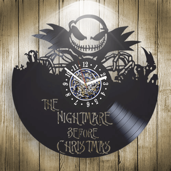 Jack Skellington Vinyl Record Wall Clock, Nightmare Before Christmas Home Decor, Halloween Gifts For Son Or Daughter, Vintage Art For Wall
