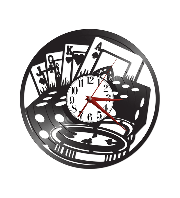 Repurposed Vinyl Record Clock Poker Casino Night